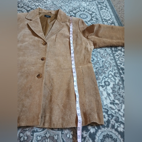 H Y Womens Vintage Leather Blazer XL Tan Mobwife 70s Hippie Quiet Luxury Classic - Picture 12 of 15